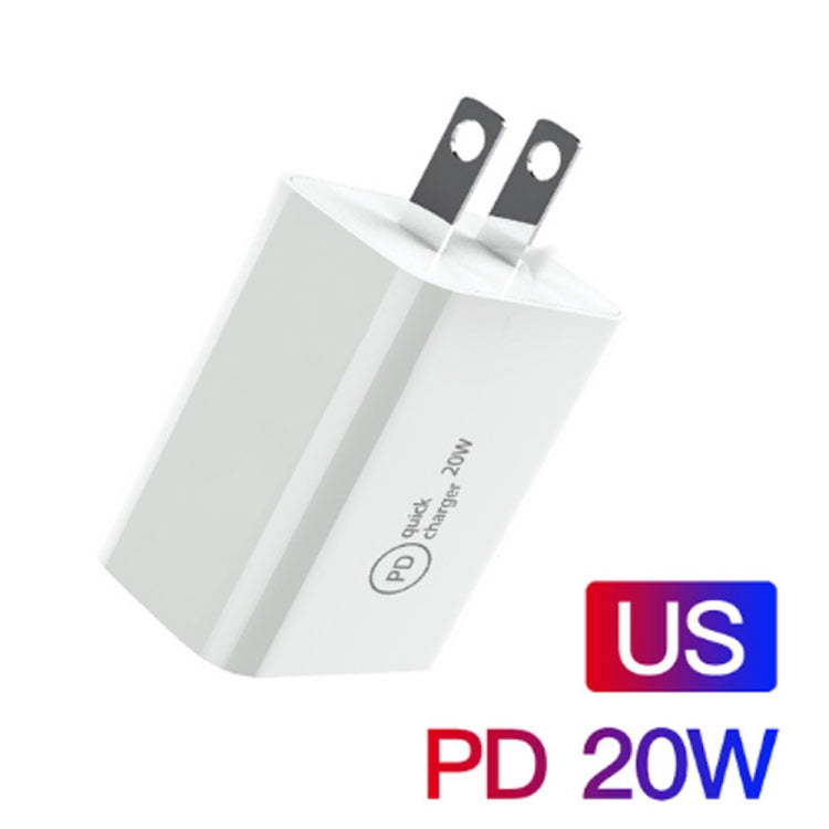 شاحن سفر 2 في 1 SDC-20W PD بقدرة 20 واط USB-C / Type-C + كابل بيانات شحن سريع PD 3.0 3A USB-C / Type-C إلى USB-C / Type-C بطول 1 متر، قابس الولايات المتحدة، قابس الاتحاد الأوروبي، قابس المملكة المتحدة