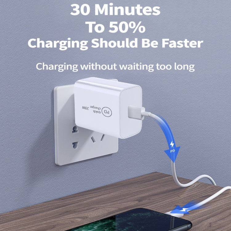 شاحن سفر 2 في 1 SDC-20W PD بقدرة 20 واط USB-C / Type-C + كابل بيانات شحن سريع PD 3.0 3A USB-C / Type-C إلى USB-C / Type-C بطول 1 متر، قابس الولايات المتحدة، قابس الاتحاد الأوروبي، قابس المملكة المتحدة