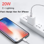 شاحن سفر 2 في 1 SDC-20W PD 20W USB-C / Type-C + مجموعة كابل بيانات شحن سريع 3A PD3.0 USB-C / Type-C إلى 8 دبوس، طول الكابل: 1م، قابس أمريكي، قابس أوروبي، قابس بريطاني