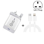 شاحن سفر 2 في 1 SDC-20W PD 20W USB-C / Type-C + مجموعة كابل بيانات شحن سريع 3A PD3.0 USB-C / Type-C إلى 8 دبوس، طول الكابل: 1م، قابس أمريكي، قابس أوروبي، قابس بريطاني