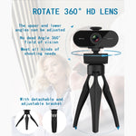 كاميرا ويب B1 بدقة 4 ملايين بكسل بدقة 2K HD 1080P مع دوران 360 درجة مع ميكروفون وحامل ثلاثي القوائم