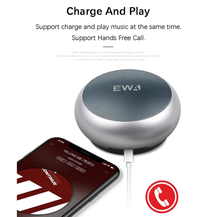 مكبر صوت بلوتوث محمول معدني صغير EWA A110 مقاوم للماء بمعيار IPX5 يدعم صوت 3.5 مم وبطاقة TF بسعة 32 جيجابايت والمكالمات