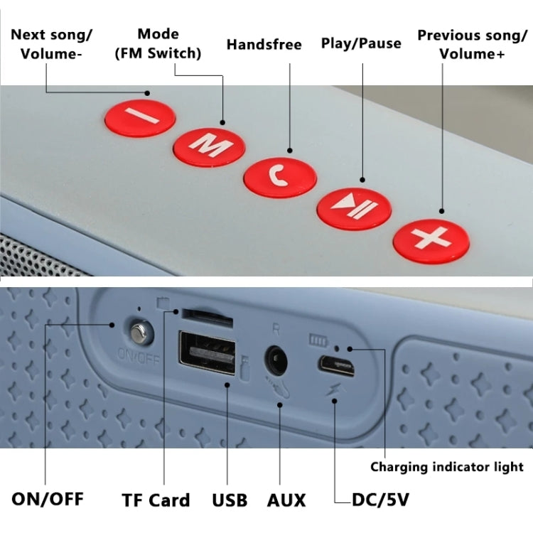 مكبر صوت بلوتوث T&G TG271 TWS مع مضخم صوت وحبل مضفر، يدعم USB/AUX/بطاقة TF/راديو FM