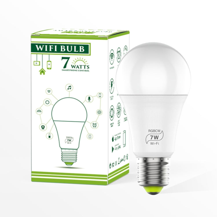 مصباح ذكي LED بقوة 7 واط E27 RGBCW مع واي فاي، إضاءة ذكية لاسلكية لأتمتة المنزل