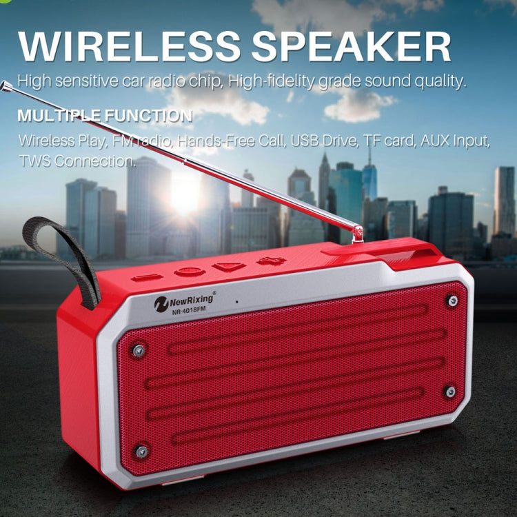 مكبر صوت بلوتوث ستيريو محمول TWS NewRixing NR4018FM يدعم بطاقة TF وراديو FM و AUX 3.5 مم و U Disk ومكالمات بدون استخدام اليدين