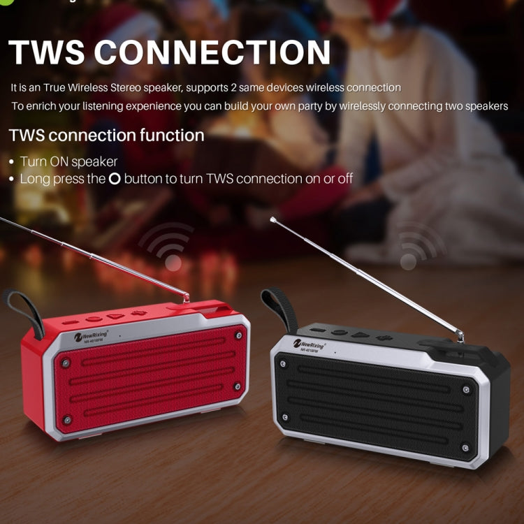مكبر صوت بلوتوث ستيريو محمول TWS NewRixing NR4018FM يدعم بطاقة TF وراديو FM و AUX 3.5 مم و U Disk ومكالمات بدون استخدام اليدين