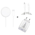 XJ-32 3 في 1 شحن لاسلكي مغناطيسي شفط 15W + شاحن سفر PD 20W USB-C / Type-C + كابل شحن سريع USB-C / Type-C إلى 8 دبوس لسلسلة iPhone، قابس أمريكي، قابس أوروبي، قابس بريطاني