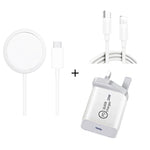 XJ-32 3 في 1 شحن لاسلكي مغناطيسي شفط 15W + شاحن سفر PD 20W USB-C / Type-C + كابل شحن سريع USB-C / Type-C إلى 8 دبوس لسلسلة iPhone، قابس أمريكي، قابس أوروبي، قابس بريطاني