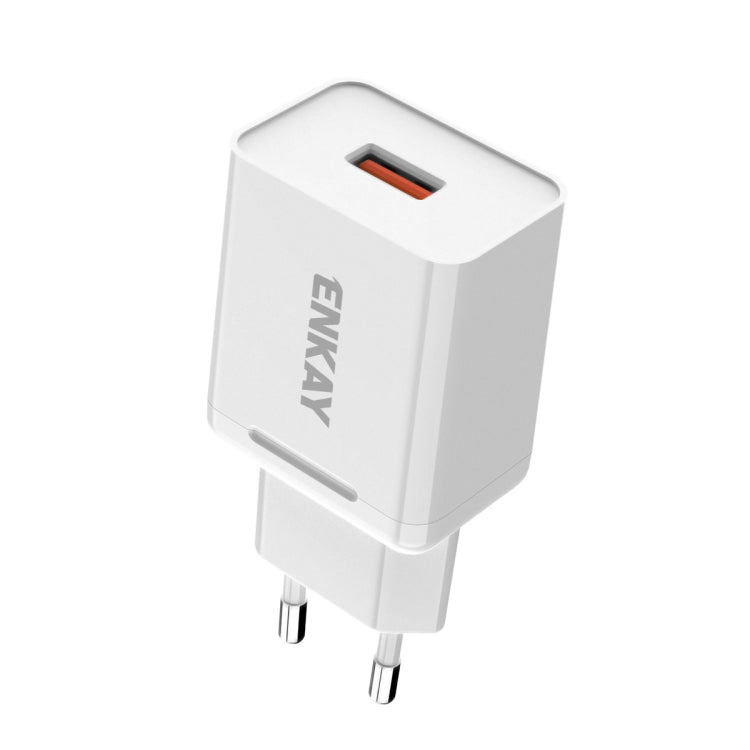 ENKAY Hat-Prince T006-1 محول شحن سريع USB QC 3.0 بقوة 18 واط للسفر، قابس أوروبي