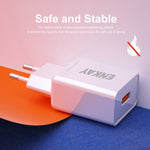 ENKAY Hat-Prince T006-1 محول شحن سريع USB QC 3.0 بقوة 18 واط للسفر، قابس أوروبي