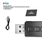 محول صوت USB بلوتوث RT02 يستقبل ويرسل 2 في 1 بلوتوث 5.0 للمكالمات بدون استخدام اليدين ومستقبل بلوتوث للسيارة