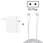 محول لابتوب PD USB-C / Type-C بقوة 96 واط + كابل شحن سريع USB-C / Type-C إلى USB-C / Type-C بطول 2 متر 5A لماك بوك برو، قابس الاتحاد الأوروبي، قابس الولايات المتحدة، قابس المملكة المتحدة