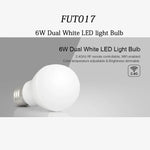 FUT017 لمبة LED مزدوجة بيضاء 6W، تحكم لاسلكي RF 2.4GHz، واي فاي، سطوع قابل للتعديل، قابل للتعتيم