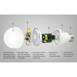 FUT017 لمبة LED مزدوجة بيضاء 6W، تحكم لاسلكي RF 2.4GHz، واي فاي، سطوع قابل للتعديل، قابل للتعتيم