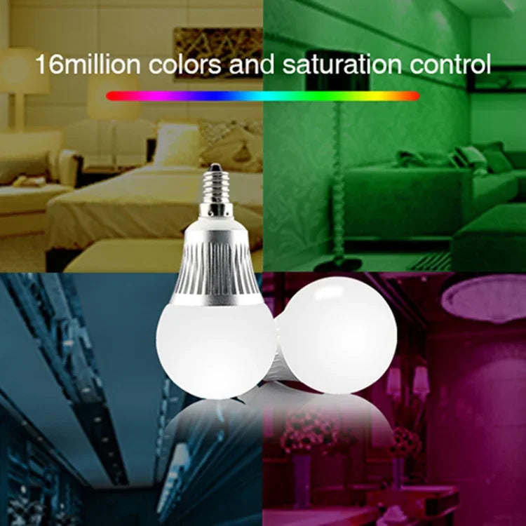 FUT013 لمبة LED 5W E14 RGB + CCT، AC100~240V، واي فاي 2.4G، تحكم عن بعد، إضاءة LED قابلة للتعتيم