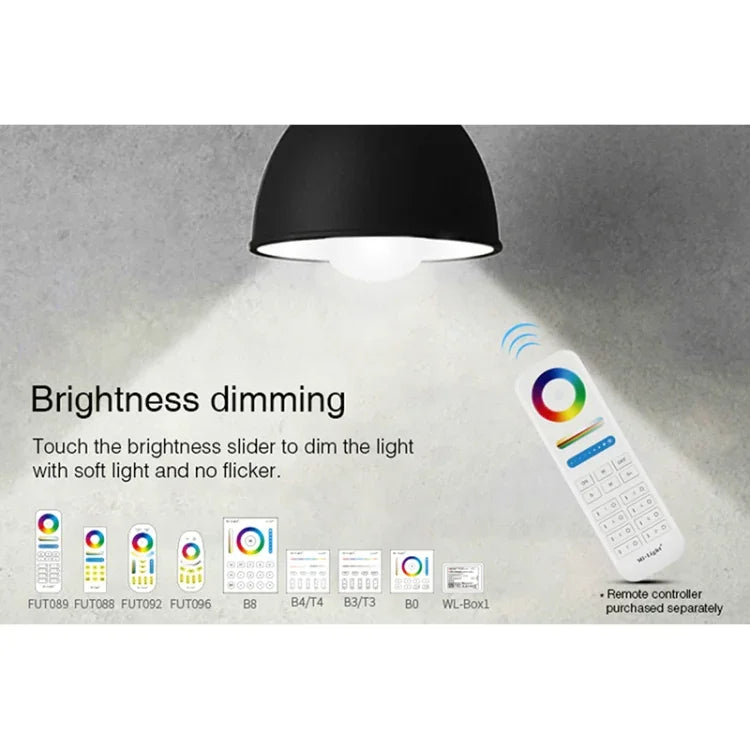 FUT012 لمبة LED 9W E27 RGB + CCT، 100V-240V، لون كامل، تحكم عن بعد، لمبة ذكية واي فاي 2.4G لاسلكية