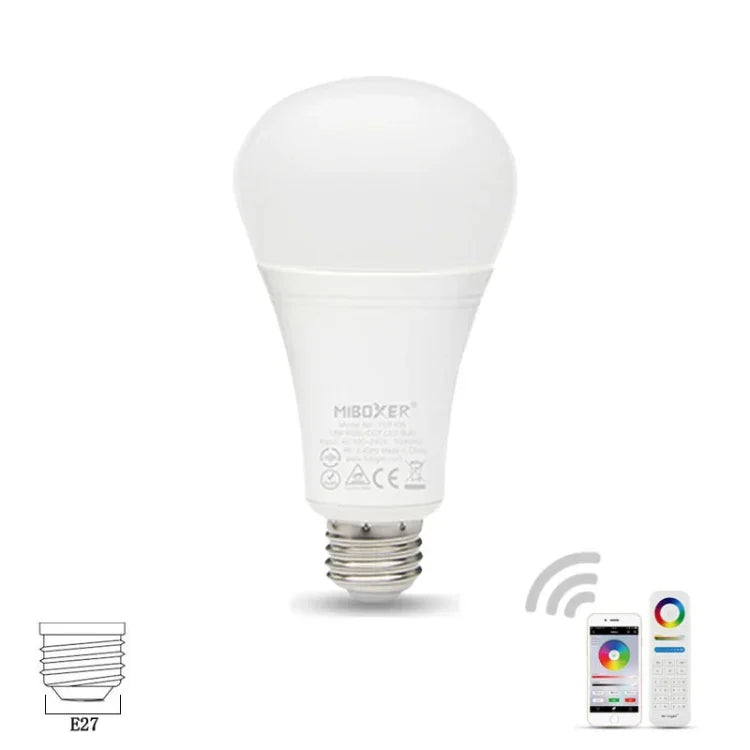 FUT105 لمبة LED 12W RGB + CCT، E27، إضاءة داخلية، تحكم ذكي عبر تطبيق الهاتف 2.4G، غرفة نوم وغرفة معيشة، AC100~240V