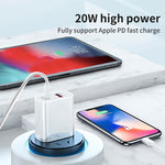 شاحن سفر عالمي مزدوج الشحن السريع SDC-20WA+C 20 واط PD 3.0 + QC 3.0 USB مع كابل بيانات شحن سريع USB إلى Type-C / USB-C، قابس المملكة المتحدة، USB إلى Type-C / USB-C (قابس المملكة المتحدة)