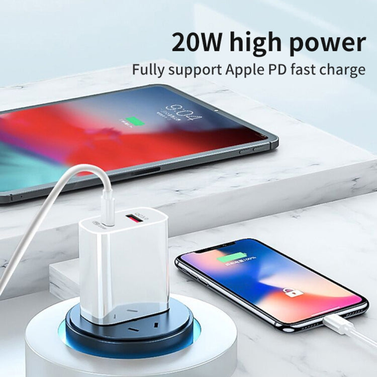شاحن سفر عالمي مزدوج الشحن السريع SDC-20WA+C 20 واط PD 3.0 + QC 3.0 USB مع كابل بيانات شحن سريع USB إلى Type-C / USB-C، قابس المملكة المتحدة، USB إلى Type-C / USB-C (قابس المملكة المتحدة)