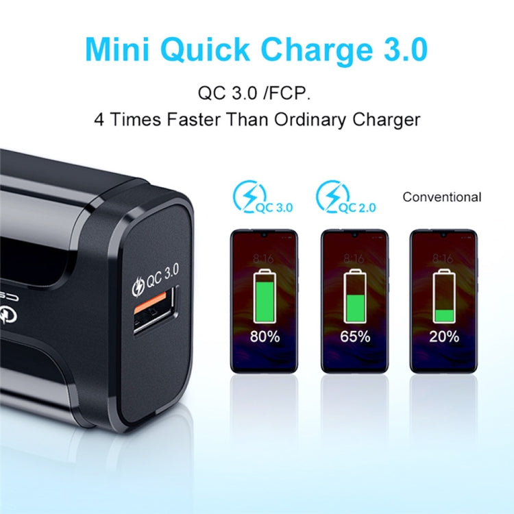 شاحن سفر USB محمول LZ-023 18W QC3.0 + كابل بيانات USB إلى Type-C 3A، قابس أمريكي، كابل بيانات Type-C، قابس أمريكي