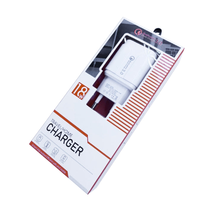 شاحن سفر USB محمول LZ-023 18W QC 3.0 + كابل بيانات USB إلى Type-C 3A، قابس أوروبي، كابل بيانات Type-C، قابس أوروبي