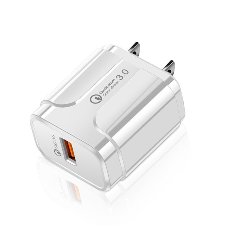 شاحن سفر USB محمول LZ-023 18W QC 3.0 + كابل بيانات USB إلى Micro USB 3A، قابس أمريكي، كابل بيانات Micro USB، قابس أمريكي