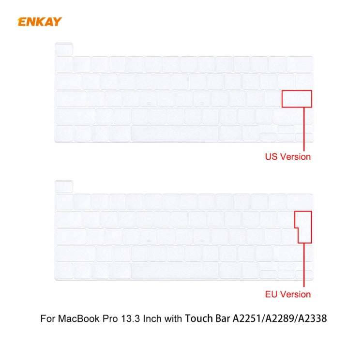 مجموعة ENKAY 3 في 1: غطاء حماية شفاف للابتوب + فيلم لوحة مفاتيح TPU نسخة الاتحاد الأوروبي + مجموعة سدادات مضادة للغبار لماك بوك برو 13.3 بوصة A2251 & A2289 & A2338 (مع شريط اللمس)، لماك بوك برو 13.3 بوصة A2251 (مع شريط اللمس)