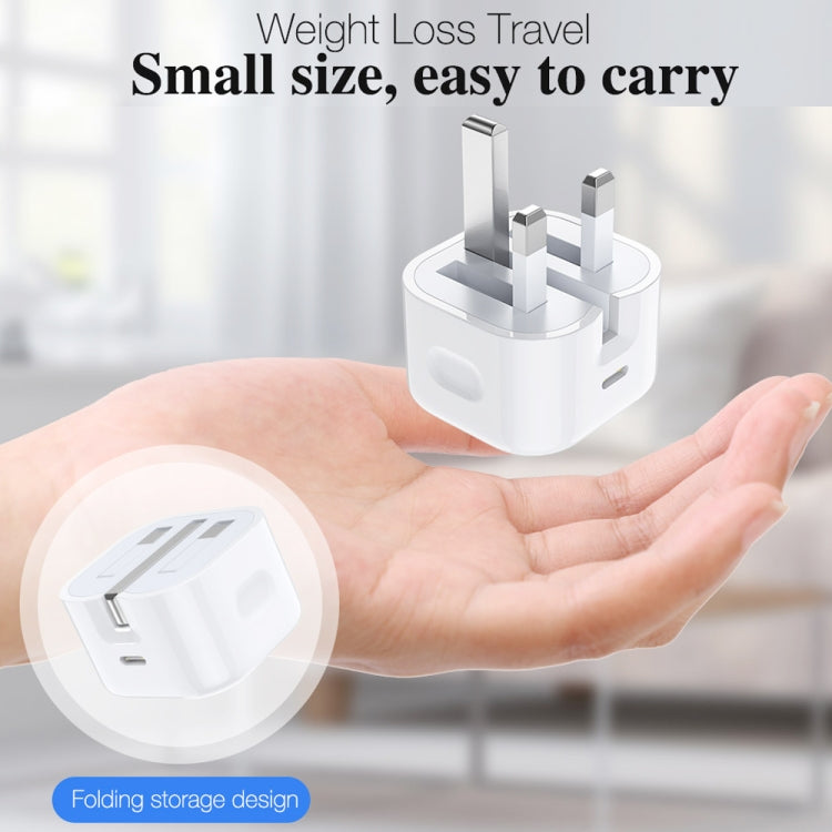 شاحن سفر قابل للطي A234 بقوة 20 واط PD 3.0 بمنفذ Type-C / USB-C، قابس بريطاني، 20 واط