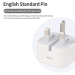 A2344 شاحن سفر قابل للطي PD 3.0 بقوة 20 واط Type-C / USB-C + مجموعة كابل بيانات شحن سريع USB-C / Type-C إلى 8 سنون، قابس بريطاني، الطول: 2 متر، 20 واط 8 سنون الطول: 2 متر