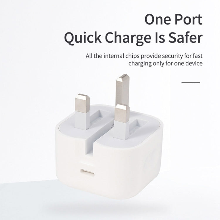 A2344 شاحن سفر قابل للطي PD 3.0 بقوة 20 واط Type-C / USB-C + مجموعة كابل بيانات شحن سريع USB-C / Type-C إلى 8 سنون، قابس بريطاني، الطول: 2 متر، 20 واط 8 سنون الطول: 2 متر