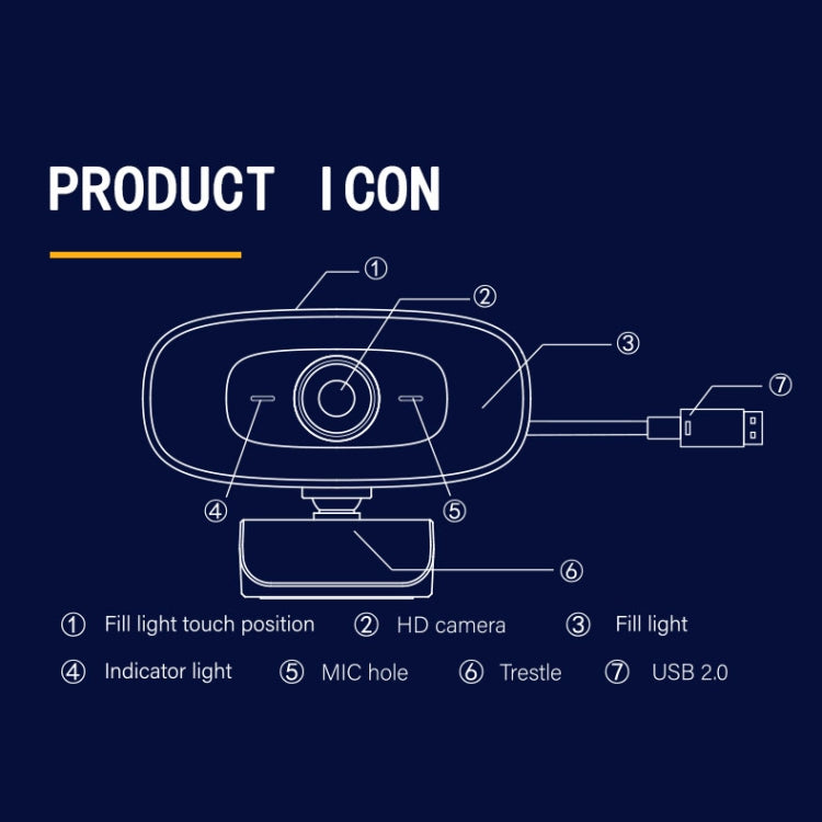 كاميرا ويب C10 بدقة 2K HD بدون تشويه، دوران 360 درجة، إضاءة ثلاثية السرعات، USB بدون تعريف، ميكروفون مدمج بصوت أوضح