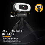 كاميرا ويب C10 بدقة 2K HD بدون تشويه، دوران 360 درجة، إضاءة ثلاثية السرعات، USB بدون تعريف، ميكروفون مدمج بصوت أوضح