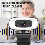 كاميرا ويب C10 بدقة 2K HD بدون تشويه، دوران 360 درجة، إضاءة ثلاثية السرعات، USB بدون تعريف، ميكروفون مدمج بصوت أوضح