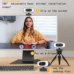 كاميرا ويب C10 بدقة 2K HD بدون تشويه، دوران 360 درجة، إضاءة ثلاثية السرعات، USB بدون تعريف، ميكروفون مدمج بصوت أوضح