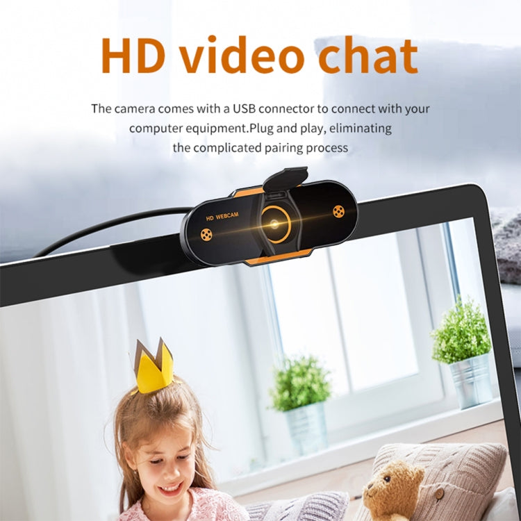 كاميرا ويب سطح مكتب USB 2.0 بدقة 1080P HD مع ميكروفون، طول الكابل: حوالي 1.3م، عادية، مع حامل ثلاثي القوائم، مضادة للتجسس