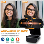كاميرا ويب سطح مكتب USB 2.0 بدقة 1080P HD مع ميكروفون، طول الكابل: حوالي 1.3م، عادية، مع حامل ثلاثي القوائم، مضادة للتجسس