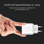 شاحن سفر محمول مزدوج USB + كابل بيانات USB إلى Type-C بطول 1 متر، قابس أوروبي