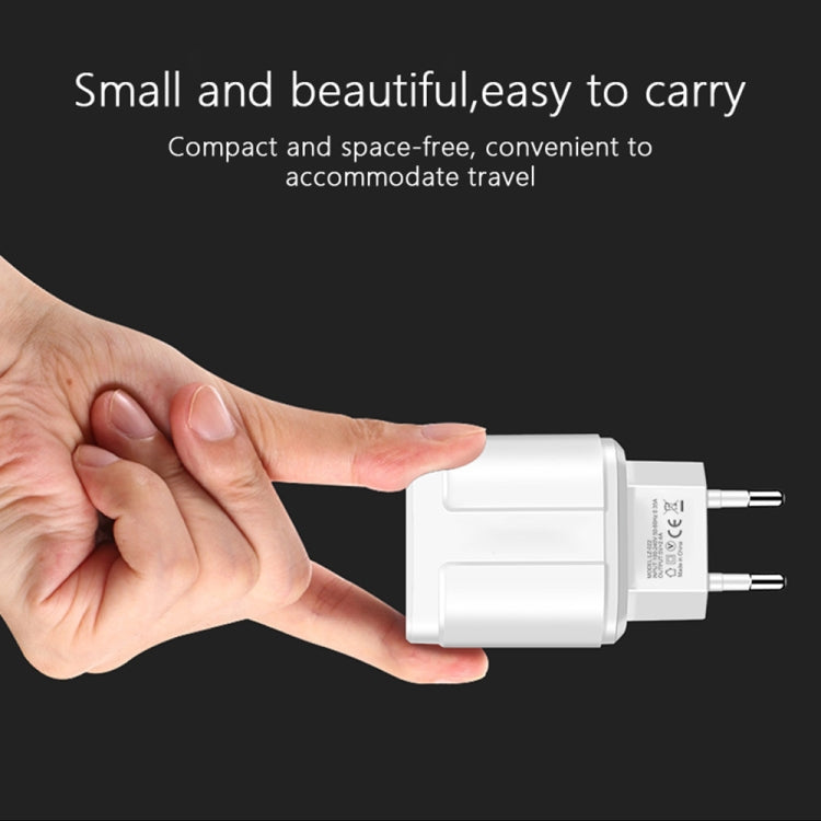 شاحن سفر محمول مزدوج USB + كابل بيانات USB إلى Type-C بطول 1 متر، قابس أوروبي