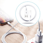 شاحن سفر محمول مزدوج USB + كابل بيانات USB بطول 1 متر إلى 8 دبابيس، قابس أمريكي