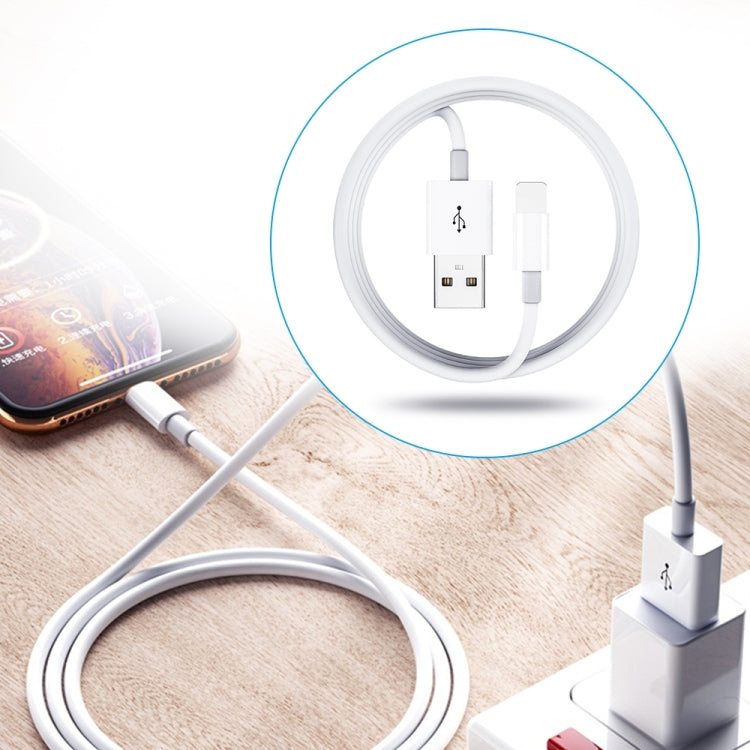 شاحن سفر محمول مزدوج USB + كابل بيانات USB بطول 1 متر إلى 8 دبابيس، قابس أمريكي