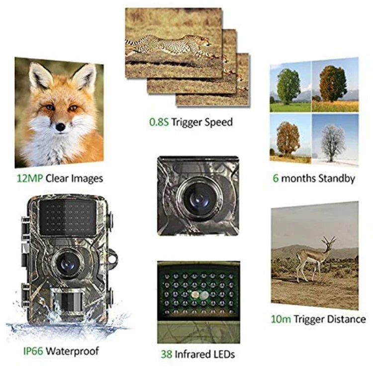 كاميرا صيد DL001 بدقة 12 ميجابكسل، 1080P، 26 مصباح LED، رؤية ليلية 940 نانومتر، DL001