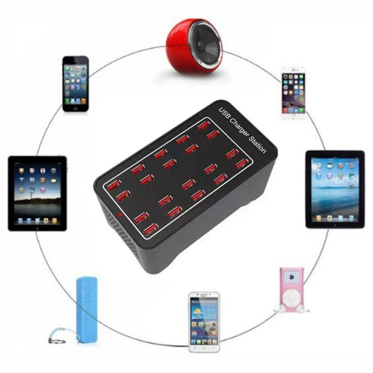 محطة شحن ذكية بقوة 100 واط مع 20 منفذ USB، AC 100-240 فولت، قابس الاتحاد الأوروبي، قابس الولايات المتحدة، قابس أستراليا، قابس المملكة المتحدة