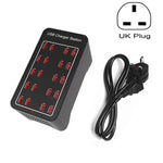 محطة شحن ذكية بقوة 100 واط مع 20 منفذ USB، AC 100-240 فولت، قابس الاتحاد الأوروبي، قابس الولايات المتحدة، قابس أستراليا، قابس المملكة المتحدة