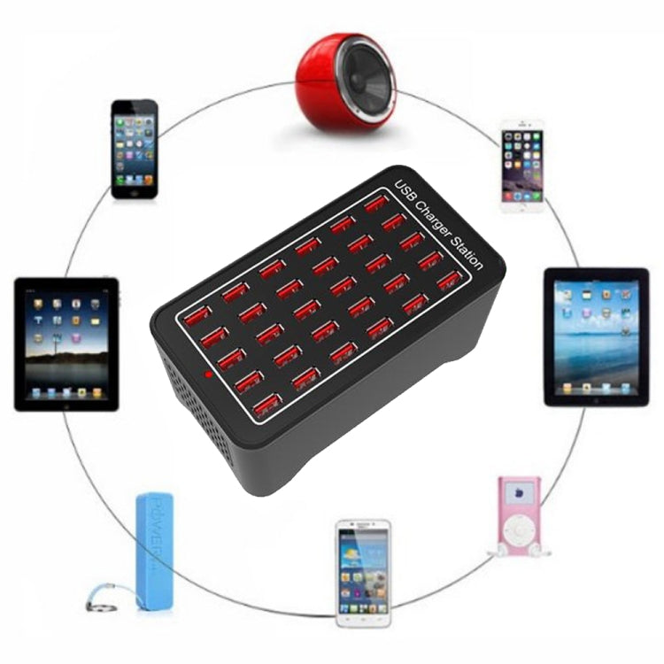 محطة شحن ذكية XLD-A7 بقوة 150 واط مع 30 منفذ USB، AC 110-240 فولت، قابس الاتحاد الأوروبي، قابس الولايات المتحدة، قابس أستراليا، قابس المملكة المتحدة