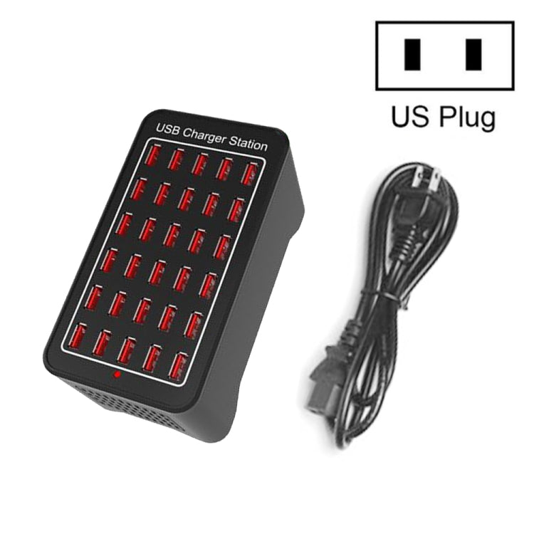 محطة شحن ذكية XLD-A7 بقوة 150 واط مع 30 منفذ USB، AC 110-240 فولت، قابس الاتحاد الأوروبي، قابس الولايات المتحدة، قابس أستراليا، قابس المملكة المتحدة