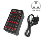 محطة شحن ذكية XLD-A7 بقوة 150 واط مع 30 منفذ USB، AC 110-240 فولت، قابس الاتحاد الأوروبي، قابس الولايات المتحدة، قابس أستراليا، قابس المملكة المتحدة