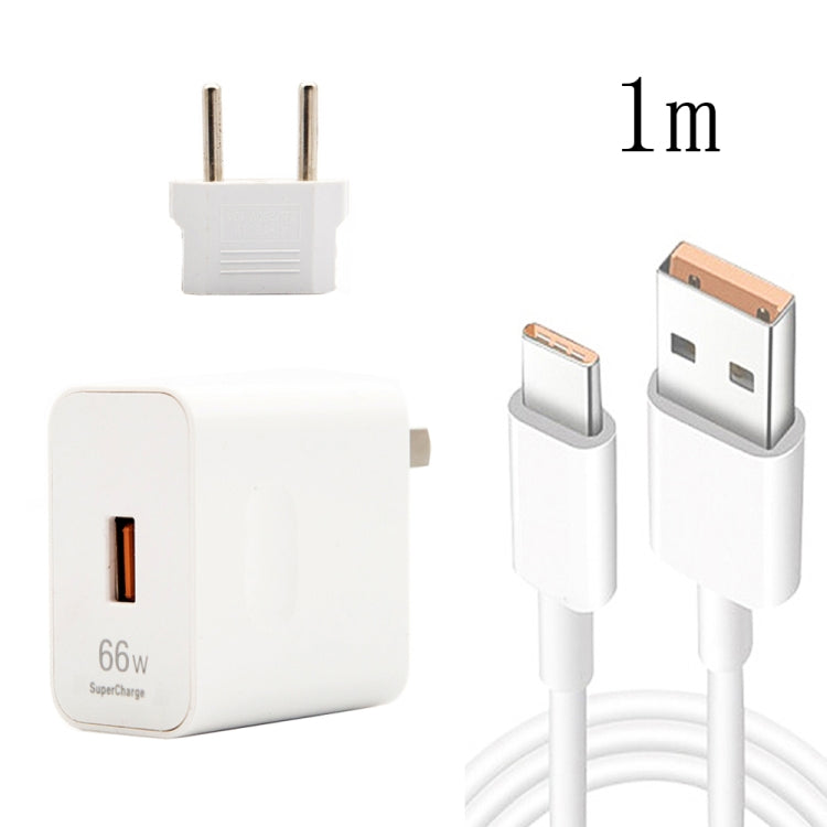 شاحن سفر USB سريع 66W مع رأس تحويل قابس أوروبي + كابل بيانات شحن فلاش USB إلى Type-C 6A، قابس أوروبي، قابس أوروبي (1م)، قابس أوروبي (1.5م)، قابس أوروبي (2م)