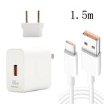 شاحن سفر USB سريع 66W مع رأس تحويل قابس أوروبي + كابل بيانات شحن فلاش USB إلى Type-C 6A، قابس أوروبي، قابس أوروبي (1م)، قابس أوروبي (1.5م)، قابس أوروبي (2م)