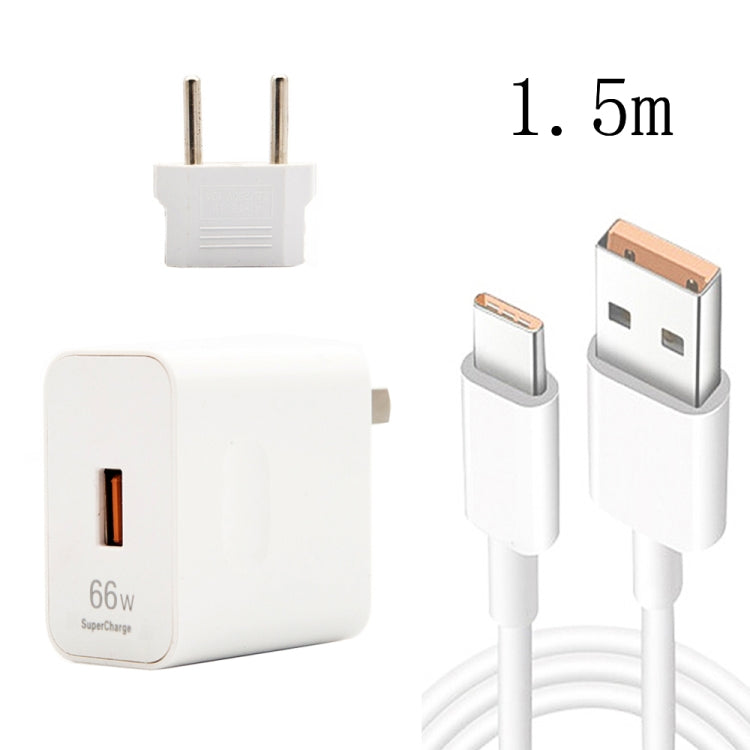 شاحن سفر USB سريع 66W مع رأس تحويل قابس أوروبي + كابل بيانات شحن فلاش USB إلى Type-C 6A، قابس أوروبي، قابس أوروبي (1م)، قابس أوروبي (1.5م)، قابس أوروبي (2م)