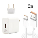 شاحن سفر USB سريع 66W مع رأس تحويل قابس أوروبي + كابل بيانات شحن فلاش USB إلى Type-C 6A، قابس أوروبي، قابس أوروبي (1م)، قابس أوروبي (1.5م)، قابس أوروبي (2م)